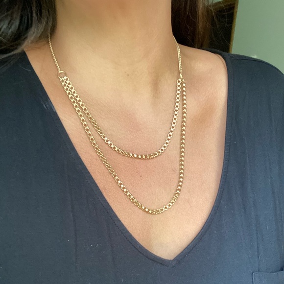 Matte Gold Double Chain Necklace - Picture 7 of 8